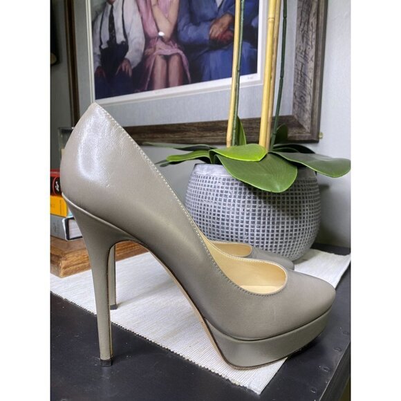 Jimmy Choo Alex Platform Pumps Gray Taupe Women's Size 40.5 US 10.5 - Picture 3 of 7